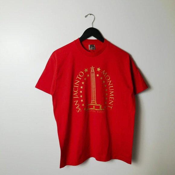 San Jacinto Monument T-Shirt Vintage 90s Red Large Texas Single Stitch USA - Picture 9 of 12